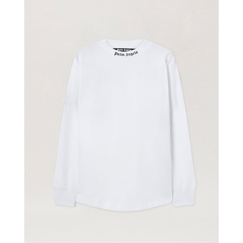 Palm Angels Men's Classic Logo Over Long Sleeve Tee White Size S